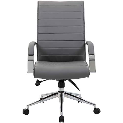 Certeo Chefsessel Identity mit Lederbezug und hoher Rückenlehne, grau - Bürostuhl mit Soft Touch Leder - Schreibtischstuhl mit italienischem Design Cover