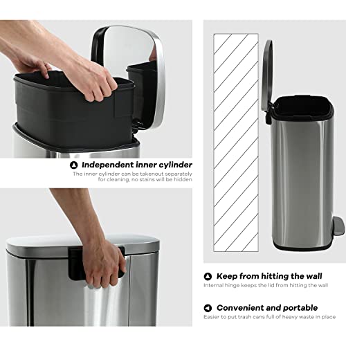 Caneca de basura metálica de acero inoxidable 30L con pedal miniatura 5
