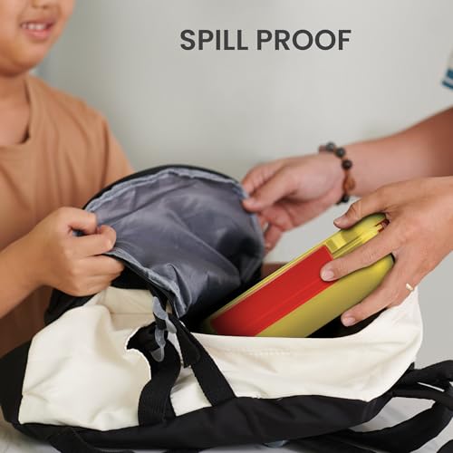 Image of MILTON Sherry Tiffin (DC) Lunch Box for Kids Boys & Girls with Leak-Proof Inner Container| Food Grade,BPA Free,Compact & Durable Snacks Box for Kids I Plastic Spoon & Fork, 520 ml, Yellow