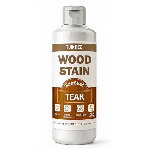 Teak Wood Stain, 8.5oz/250ml Water Based Wood Stain, Premium Indoor & Outdoor Wood Finish for Furniture, Cabinets, Doors & Wood Surfaces - Fast Drying, Low Odor, Non-Toxic & Easy to Use