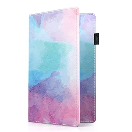 MoKo RFID Bloqueo Carpeta del Pasaporte, Multiuso Plegable Titular del Pasaporte de la PU de Viaje de Piel Cubierta de Caja de la Carpeta para Hombres y Mujeres - Color de Agua