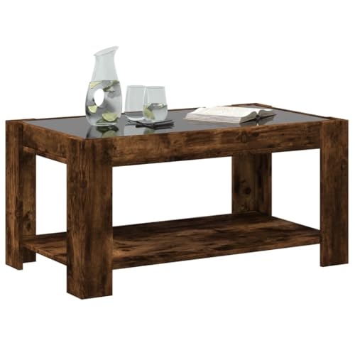 Table basse avec LED chêne fumé 93 cm élégance contemporaine - 6