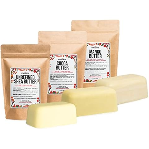 Better Shea Butter Set of Raw Shea Butter, Raw Mango Butter, Unrefined Cocoa Butter For Soap Making and DIY Body Butters, Lip Balms, Body Lotions - Each Butter is 16 oz Making 48 oz Total (3-Pack Set) Cover