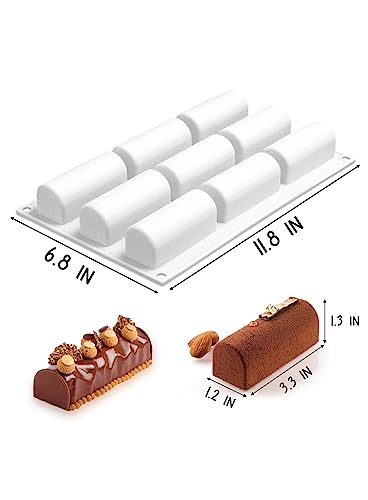 Image of CAKE DECOR 9 Cavity Swiss Roll Log Shape Silicone Mould for Muffin Candy Pastries Jelly Soap DIY Craft Baking Reusable Nonstick Flexible Tray - Multicolor Silicone Mold for Home Use