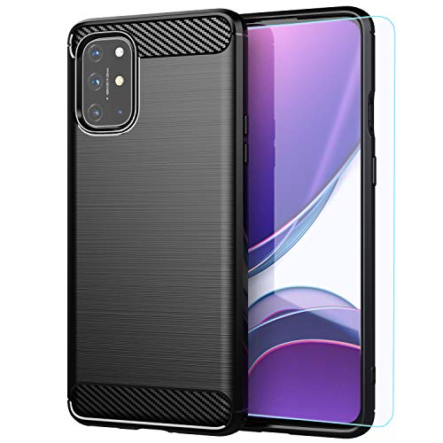 Oneplus 8T Plus 5G case,Oneplus 8T case,with HD Screen Protector,M MAIKEZI Soft TPU Slim Fashion Non-Slip Protective Phone Case Cover for Oneplus 8T+/Oneplus 8T 5G(Black Brushed TPU)