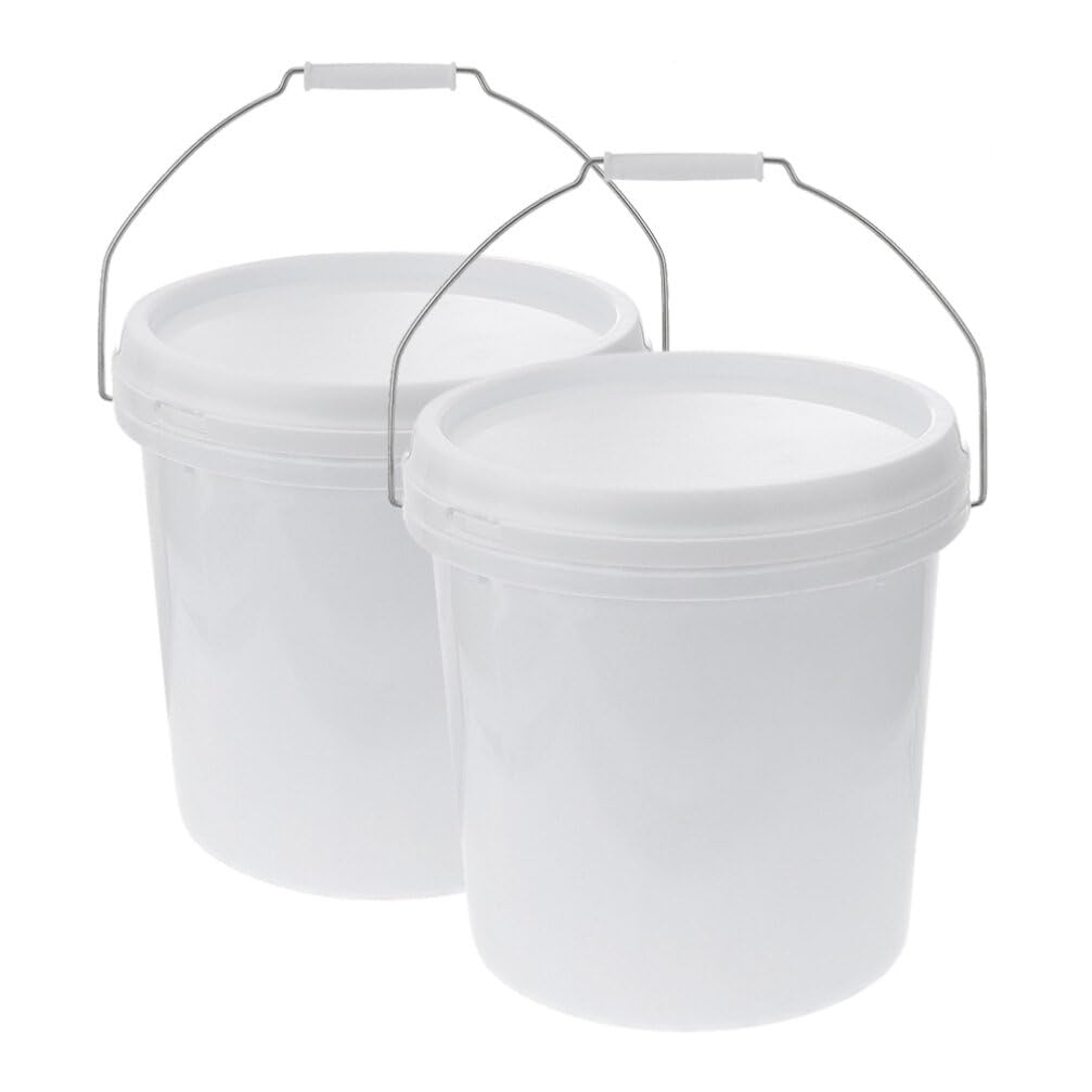 Alipis 2pcs Plastic Bucket Bait Bucket Oil Paint Cans Ice Cream Tub with Lid Food Storage Containers Round Pail for Paint Art Crafts Projects 5L