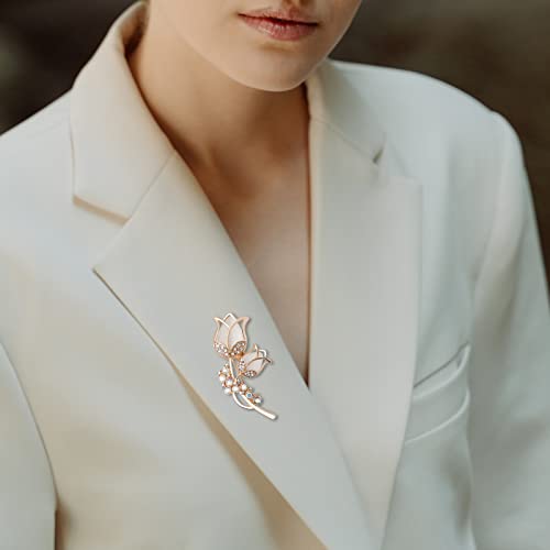 Image of Pearl Diamond Brooch Pins for Dress Sweater Scarf, Wedding Party Decoration Birthday Christmas Gift