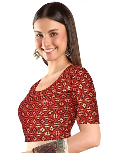 Chandrakala Stretchable Blouses for Women Sarees,Readymade (B217-P)3