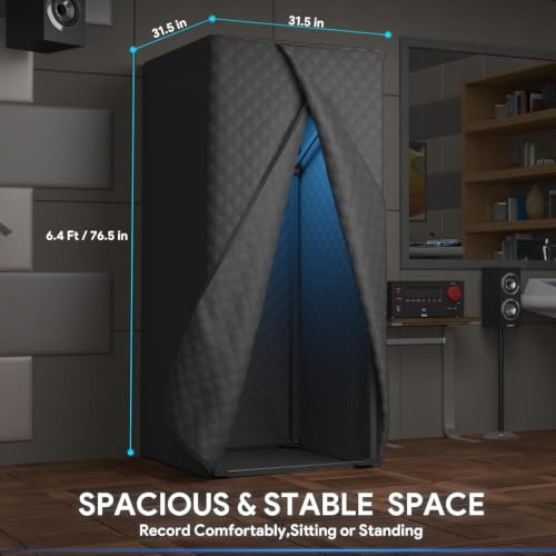Cabina portátil para grabación insonorizada para estudio en casa, podcasts, locuciones y música. Cubículo acústico antiecos con bolsa de transporte miniatura 3