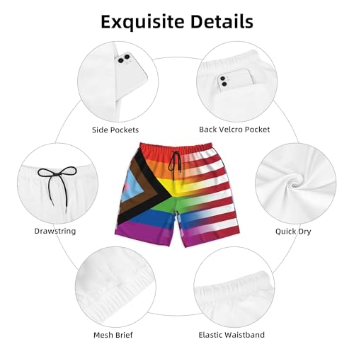 American Gay Rainbow Flag Mens Summer Seabeach Casual Shorts Seaside Surfing Swim Trunks Beach Pants2