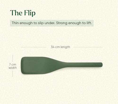 Image of Ember Cookware Silicone Spatula Set of 3 - Stir, Flip & Scraper | Platinum Grade Food Safe | Heat Resistant Up to 230C | Seamless Unibody Design | Green