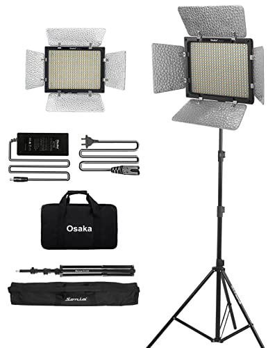 Image of Osaka Bi-Color Dimmable LED Video Light OS 576 Slim 1 Pc Combo kit for All DSLR Camera Video Cameras & Youtube video shooting; 1 AC /DC Adapter; 1 Light Stand 9 Feet; 1 Stand Bag; 1 LED light Carry bag
