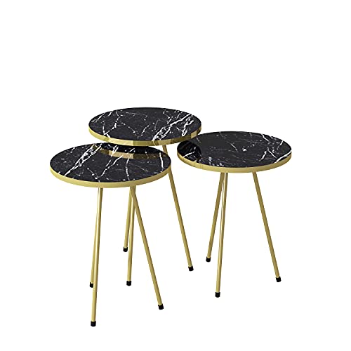 moebel17 Beistelltisch 21756153 Mesas auxiliares, Madera de ingeniería, Mármol Negro, Alto Cover