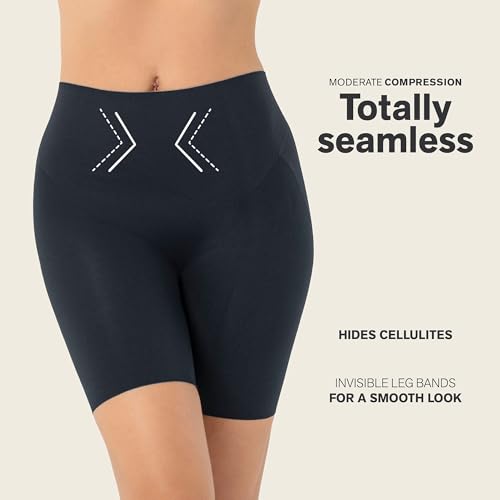 Image of Leonisa InvisiPlunge Undetectable Plunge Moderate Compression Low-Back Shapewear Shorts for Tummy Control Under Dresses