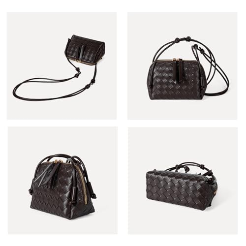 JYG Woven Crossbody Bags for Women PU Leather Handwoven Shoulder Bag Mini Clutch Purses with Adjustable Strap 20254