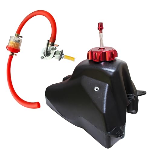 Image of Dirt Bike Gas Tank 3.5L with Aluminum Gas Cap, Fuel Filter, Petcock, for Honda CRF50, Kayo TS90, Pitster Pro XJR110, SSR 70cc, SSR 110, SSR 125 and 50cc-125cc Chinese Pit Bike Parts (Red Cap)