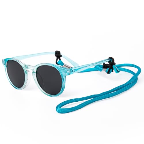 Kiddus Gafas de Sol Niña 4 a 7 Años, Polarizadas UV400 CAT3, Montura TR90 Flexible y Ligera, Sin BPA, con Cuerda Ajustable, Protección 100% UVA UVB, Cumple Normativa ISO y CE