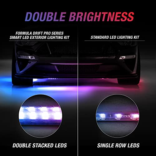 Type S | Automotive Neon Accent Light Kits, Formula Drift Pro Series Smart Led Exterior Lighting Kit With App Control, Professional Grade Car Lights Underglow Kit For Care, 4 Mulitcolor Rgb Strips #TOP4