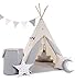 Produktbild Kinder Spielzelt Teepee Tipi Set für Kinder drinnen draußen Spielzeug Zelt Indianer Indianertipi mit Fenster usw. Tipi ohne Zubehör (grauer Wolf)