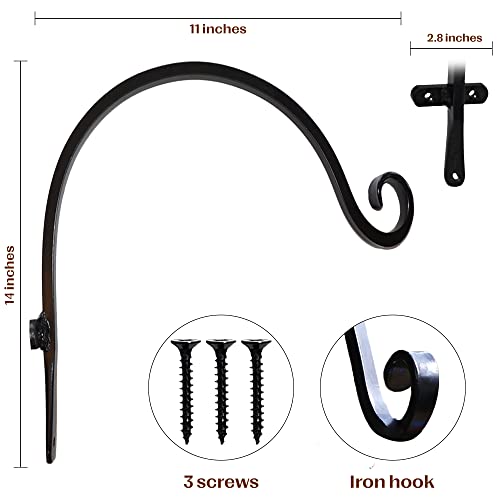 Upblend 14X11 Inches Exceptionally Sturdy Plant Hanger - Heavy Duty Brackets For Plant Hangers Outdoor, Wall Mount Plant Hooks For Hanging Baskets, Plants, Wind Chimes, Ideal Decorative Garden Hooks #TOP3