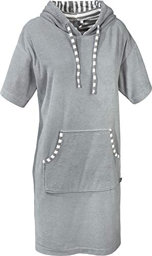 Erwin Müller Unisex Poncho, Damen - Herren - Surf-Poncho hellgrau Größe XS-M - mit Kapuze und Taschen, Badetuch, Umkleide-Hilfe, Leicht-Frottier Cover