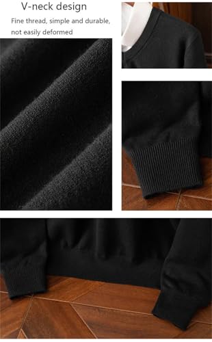 Men's Casual V-Neck Pullover Cashmere Knitted Sweater Bottom Pullover Slim Fit Sweater3