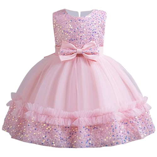 Lmdudan Baby Girl Dress Sleeveless Sequins Princess Dresses Toddler Wedding Birthday Party Gown Dresses 6 Months-5 Years
