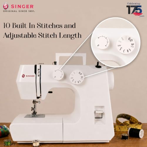 Image of SINGER 1410 Automatic Zig Zag Sewing Machine Electric | Tailoring Machine for Stitching | 10 Built-In Stitches & 22 Stitch Functions | Free Arm | Metal Frame | 60W Motor | Free Demo | 2 Year Warranty