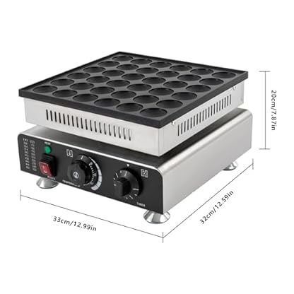 Begoniape Mini-Pfannkuchenpfanne mit Antihaftbeschichtung 36-Loch Waffel-Pfannkuchenmaschine Waffeleisen, Loch-Durchmesser: 4.5cm, Zwei Separaten Knöpfen Ausgestattet, 900W – Bild 3