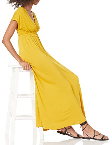 Image of Amazon Essentials Women's V Neck Short Sleeve Waisted Maxi Dress (Available in Plus Size)
