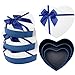 Qpout Set di 3 Scatole Regalo a Forma di Cuore d'Amore con Coperchi, Scatola da Imballaggio Vuota con Fiocco Blu di Piccole Medie Grandi Dimensioni per Regali di Compleanno di Nozze di San Valentino