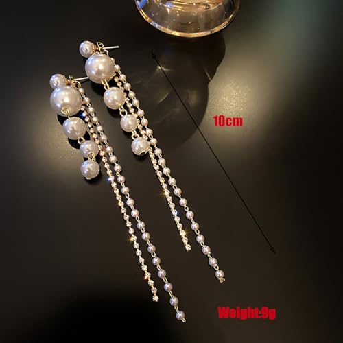 Pearl Earrings for Women - Sparkle Rhinestone Drop Tassel Dangle Earrings - Dainty Freshwater Pearl Bridal Wedding Birthday Christmas Jewelry 7