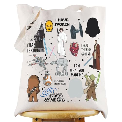 WZMPA Star Movie Tote Bag Helmets Inspired Gift Clone Wars Reusable Grocery Bag Cartoon Movie Lover Merchandise (I Have Spoken-T)