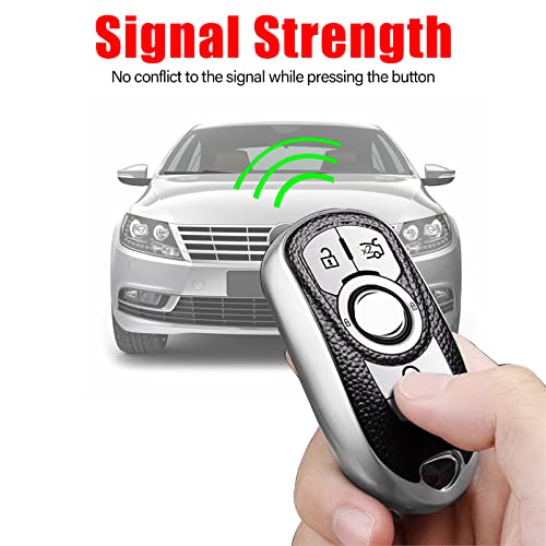 Image of for Buick Key Fob Cover Soft TPU with Leather Keychain Key Case Shell Full Protective Cover Compatible with Buick 2015-2023 GL8 Verano Enclave Regal Lacross Encore Envision 6 Button, A Green