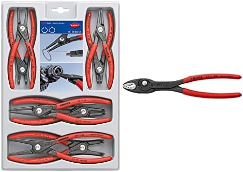KNIPEX Tools 00 20 04 SB, Precision Circlip Snap-Ring Red Pliers 8-Piece Set & TwinGrip Pliers