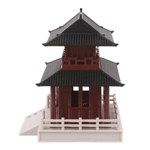 TOVINANNA Mini Color Pavilion Gazebo for Aquarium Ornament Chinese Decor, 3.15x2.95x2.56in Pla Material, Brown Zen Ambiance Creator and Terrarium for Meditation and Bonsai Garden