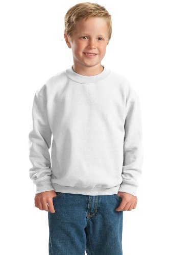 Gildan Boys Heavy Blend Crewneck Sweatshirt, Medium, White3