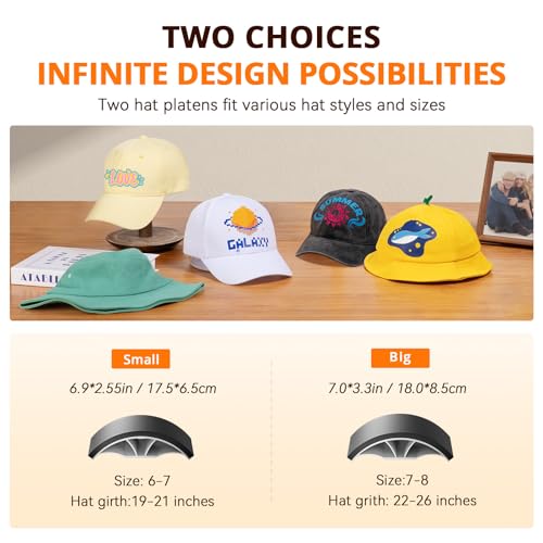 HTVRONT Hat Press Machine - Hat Press Heat Machine for Caps Curved Teflon-Coated Heat Plate, White Hat Heat Press Machine for Caps with Memory Mode and Non-Slip Base for Heat Transfer Vinyl