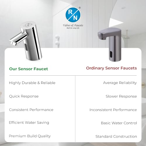 Image of RN Automatic Touchless Sensor Faucet for Wash Basin, Motion Sensor Bathroom Sink Tap, Hands-Free Smart Faucet with Chrome Finish, Water Saving Kitchen & Bath Fixture (Pillar Body.3)