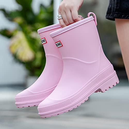Image of Nutropa Mid Calf Rain Boots for Women, Anti-Slip Outdoor Work Rain Shoes | Waterproof Garden Boots, Lightweight, Comfortable Rainboots, Outdoor Mud Work Booties