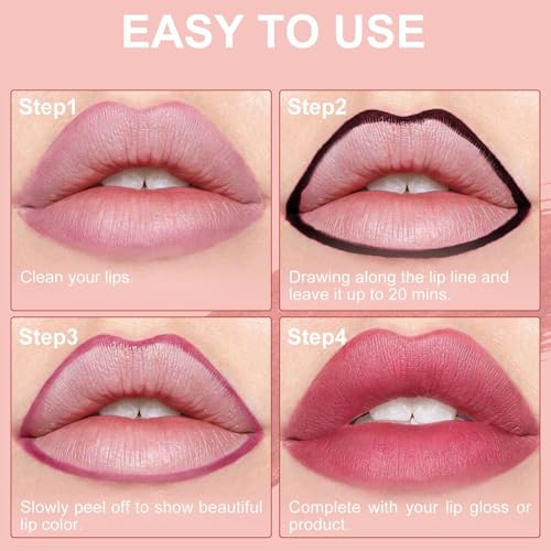 Image of Lip Stain - Peel Off Lip Stain, Lip Liner Long-Lasting Moisturizing, Waterproof Nourishing Lip Tint with Matte Finish for Natural Lip Color for All Skin Tones (Nude)