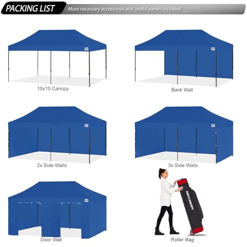 Image of ABCCANOPY Heavy Duty Easy Pop up Canopy Tent with Sidewalls 10x20, Navy Blue
