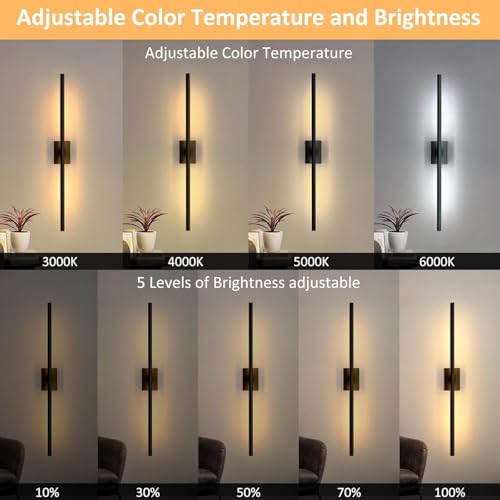 Apliques pared USB recargable interior con luz regulable negra 5