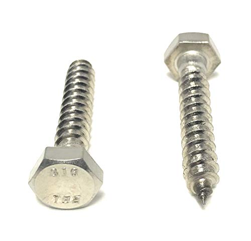 1/4 x 1-1/2 316 Stainless Steel Hex Head Lag Bolts Lag Screws Marine Grade (10 Pieces)