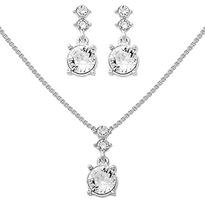 Nine West Silver-Tone and Crystal Necklace and Earrings Set