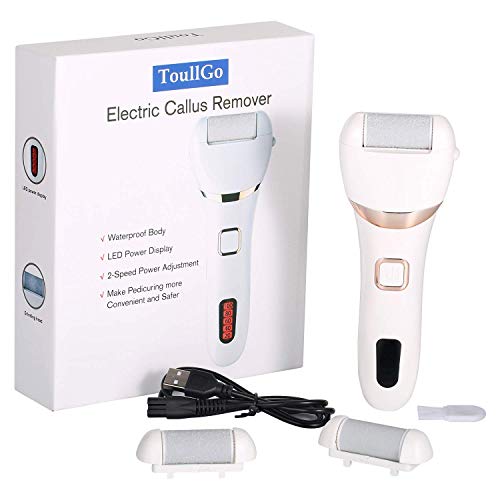 Épilateur de callosités électrique, pédicure électrique, soins des pieds et râpe de corne, rechargeable par USB, Élimination et tête de rouleau supplémentaire (weiß-2)