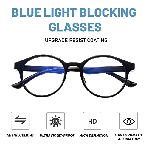 Image of Przene 4 Pack Blue Light Blocking Glasses for Women Men,Retro Round Computer Gaming Glasses Anti Eye Strain /UV /Glare (Standard, Mixed Color-C3)