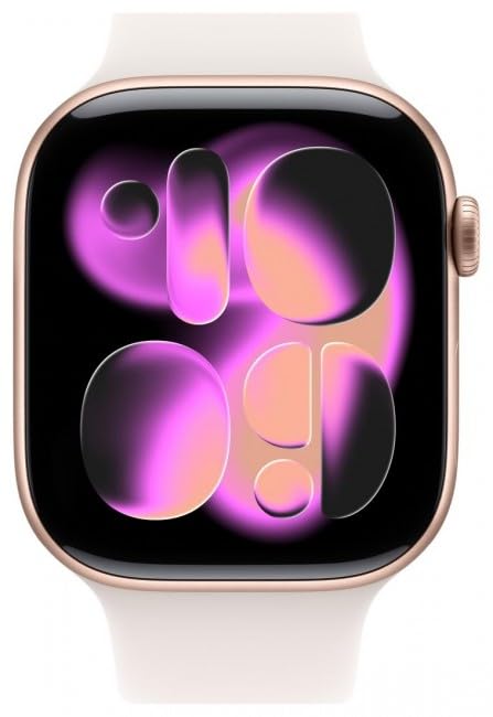 Apple Watch Series 11 GPS 42mm Smartwatch con cassa in alluminio oro rosa con cinturino sportivo Light Blush S/M. Punteggio del sonno, Fitness Tracker, monitoraggio della salute, display sempre attivo