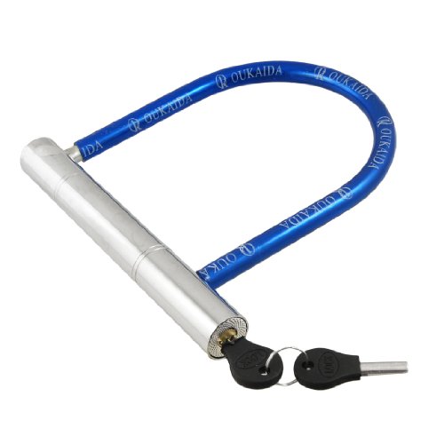 Aexit Universal Bike Bike Locks Bicycle Motorcyle Blue Plastic Coated U Lock + U-Locks 2 Keys