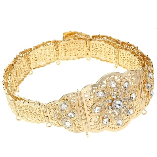 Wvapzxx Moroccan Caftan Belt Arabic Women Dress Waist Chain Gold Color Crystal Metal Waistband Algeria Bride Wedding Jewelry - Main Image